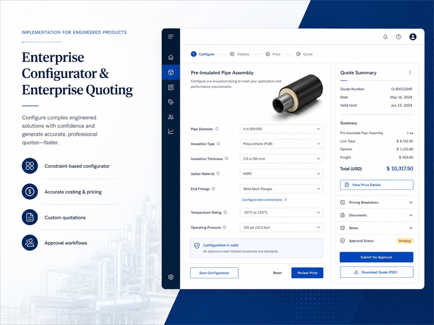 Enterprise Configurator & Enterprise Quoting — Built for Pre-Insulated Piping